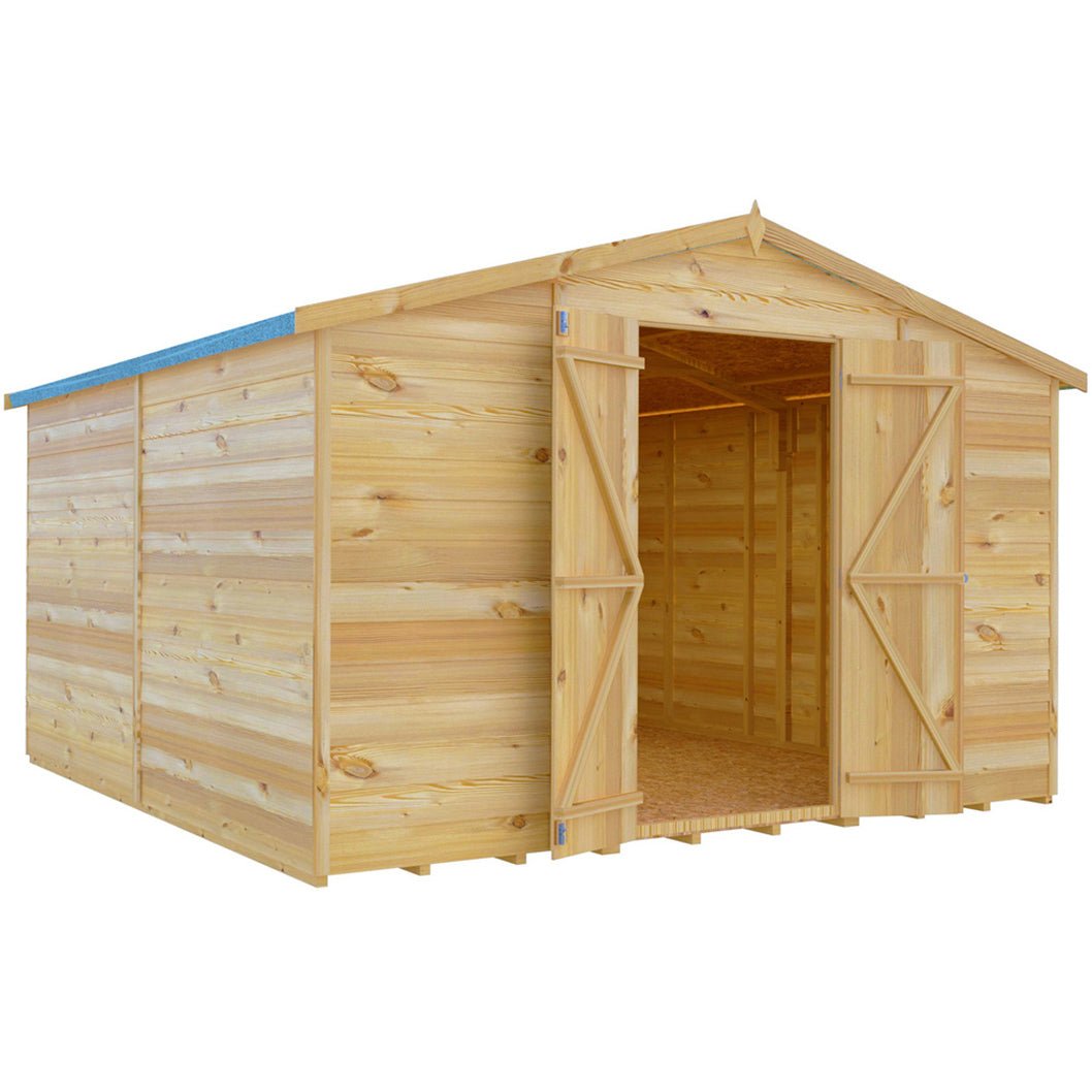 Shire Overlap 10x10ft Value Double Door Wooden Shed - JJ Building Materials