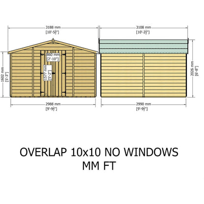 Shire Overlap 10x10ft Value Double Door Wooden Shed - JJ Building Materials