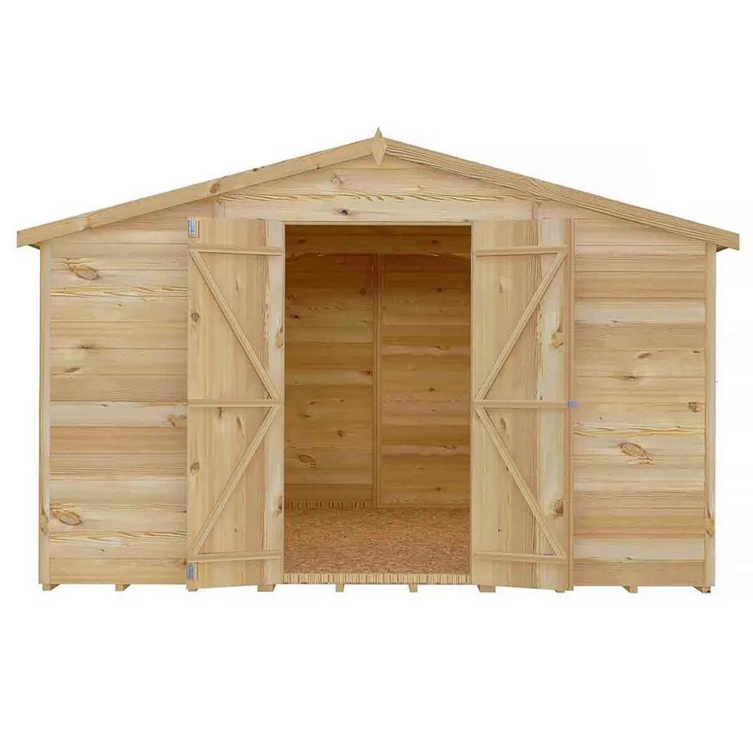Shire Overlap 10x10ft Value Double Door Wooden Shed - JJ Building Materials