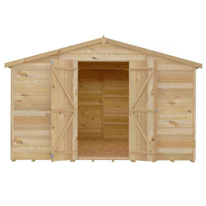 Shire Overlap 10x10ft Value Double Door Wooden Shed - JJ Building Materials
