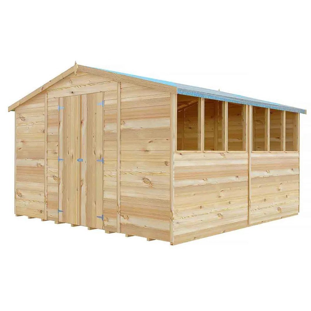Shire Overlap 10x10ft Value Double Door Wooden Shed - JJ Building Materials
