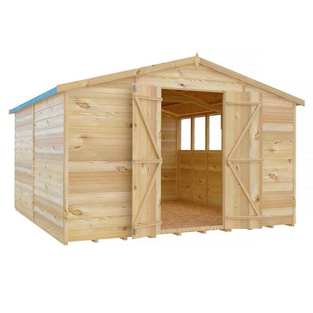 Shire Overlap 10x10ft Value Double Door Wooden Shed - JJ Building Materials