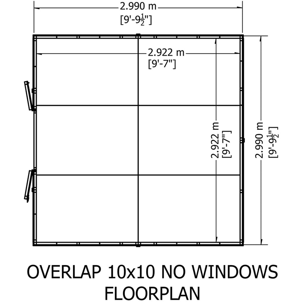 Shire Overlap 10x10ft Value Double Door Wooden Shed - JJ Building Materials