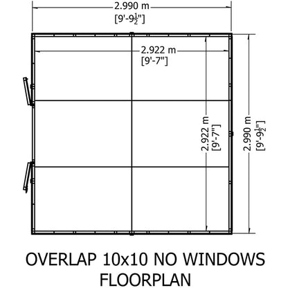 Shire Overlap 10x10ft Value Double Door Wooden Shed - JJ Building Materials