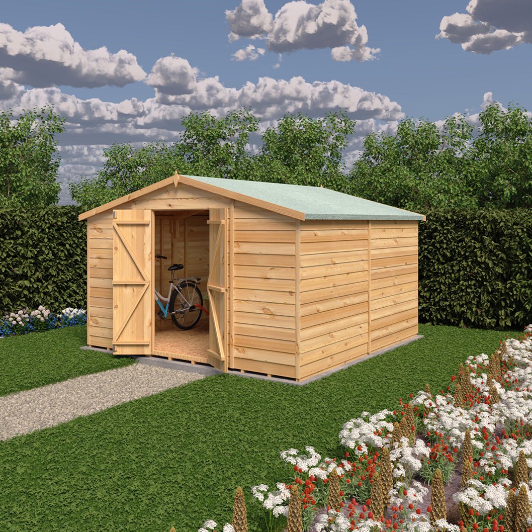 Shire Overlap 10x10ft Value Double Door Wooden Shed - JJ Building Materials