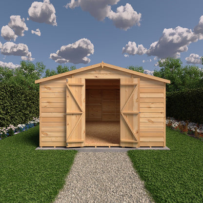 Shire Overlap 10x15ft Value Double Door Wooden Shed - JJ Building Materials
