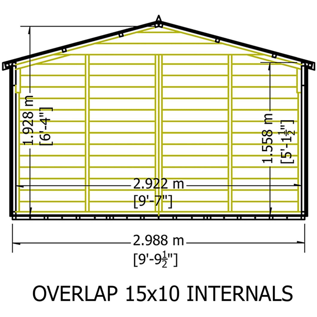 Shire Overlap 10x15ft Value Double Door Wooden Shed - JJ Building Materials