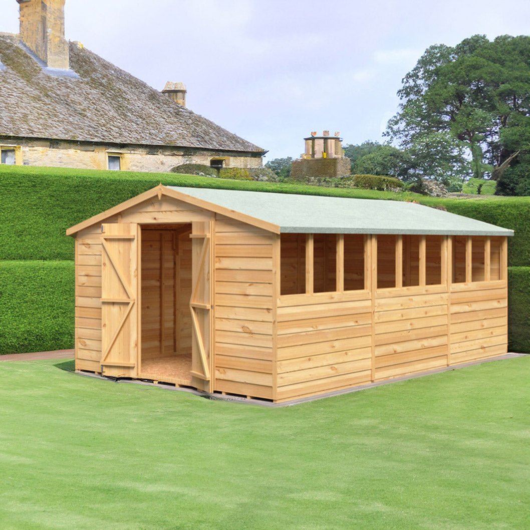 Shire Overlap 10x15ft Value Double Door Wooden Shed - JJ Building Materials