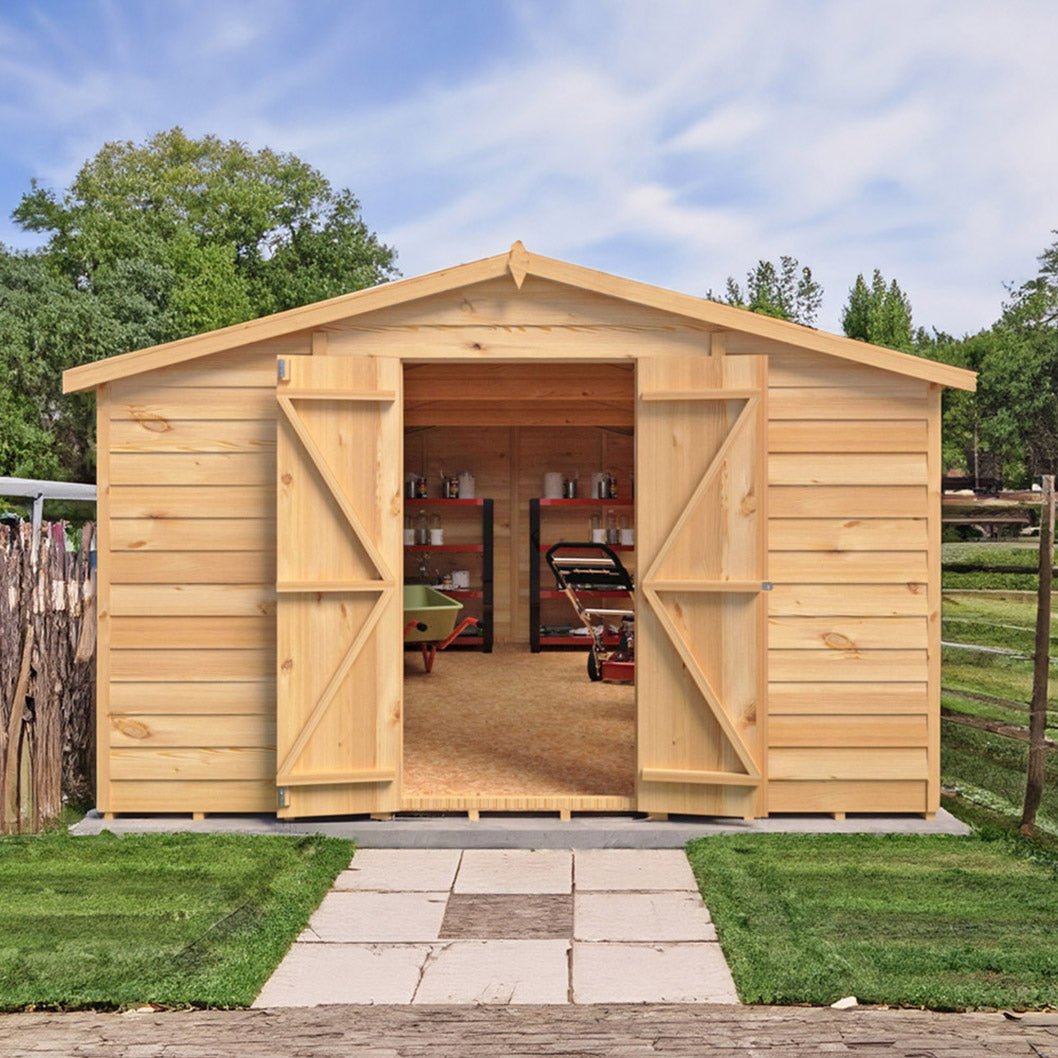 Shire Overlap 10x15ft Value Double Door Wooden Shed - JJ Building Materials