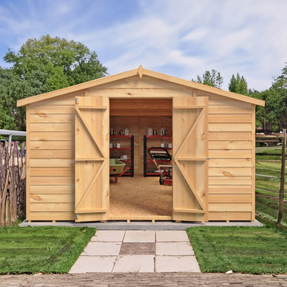 Shire Overlap 10x15ft Value Double Door Wooden Shed - JJ Building Materials