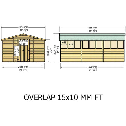 Shire Overlap 10x15ft Value Double Door Wooden Shed - JJ Building Materials