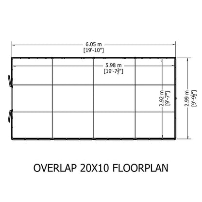 Shire Overlap 10x20ft Value Double Door Wooden Shed - JJ Building Materials