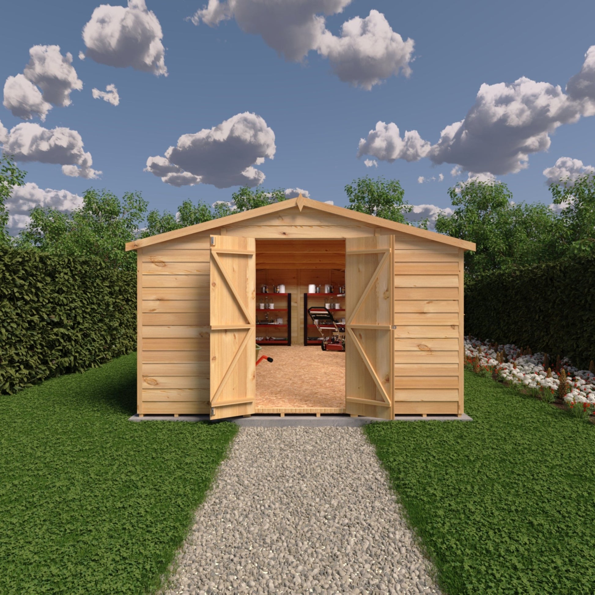 Shire Overlap 10x20ft Value Double Door Wooden Shed - JJ Building Materials