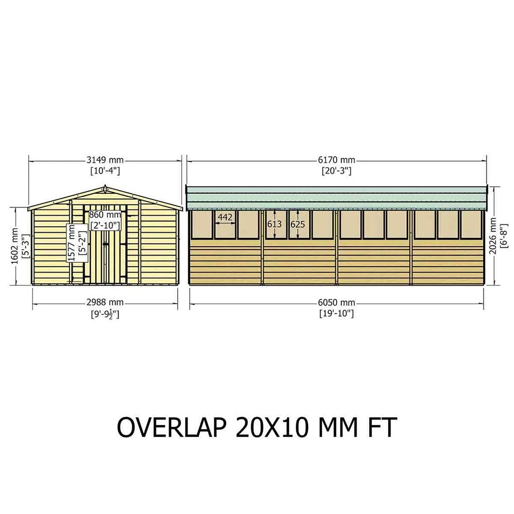 Shire Overlap 10x20ft Value Double Door Wooden Shed - JJ Building Materials