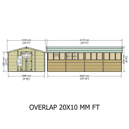 Shire Overlap 10x20ft Value Double Door Wooden Shed - JJ Building Materials