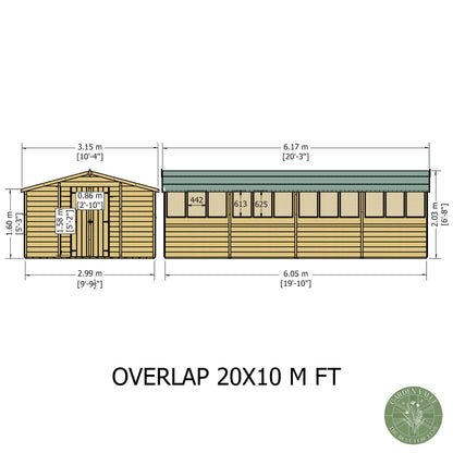 Shire Overlap 10x20ft Value Double Door Wooden Shed - JJ Building Materials