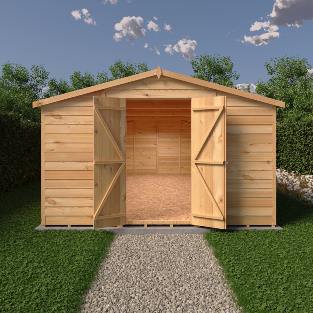 Shire Overlap 10x20ft Value Double Door Wooden Shed - JJ Building Materials