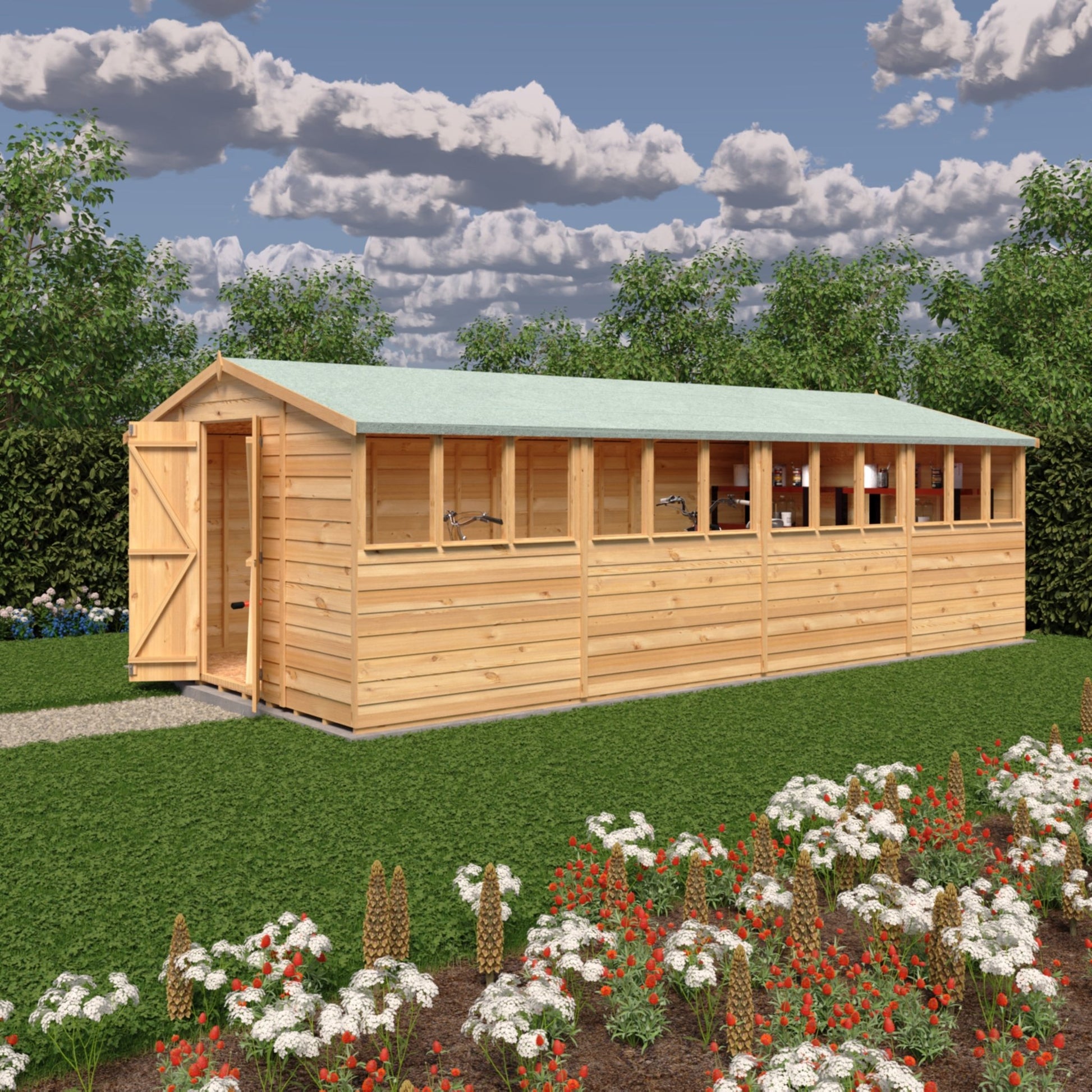 Shire Overlap 10x20ft Value Double Door Wooden Shed - JJ Building Materials