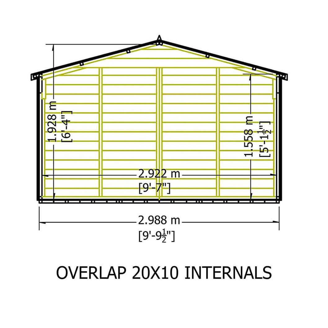 Shire Overlap 10x20ft Value Double Door Wooden Shed - JJ Building Materials