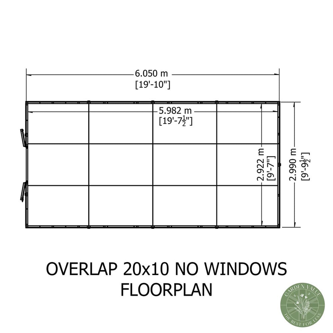 Shire Overlap 10x20ft Value Double Door Wooden Shed - JJ Building Materials