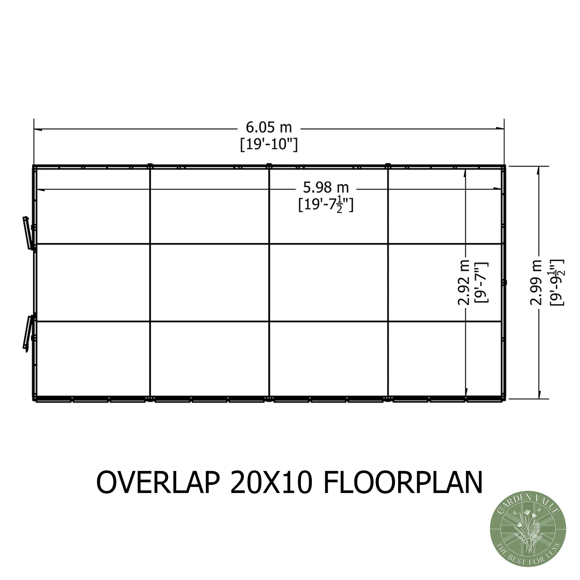 Shire Overlap 10x20ft Value Double Door Wooden Shed - JJ Building Materials