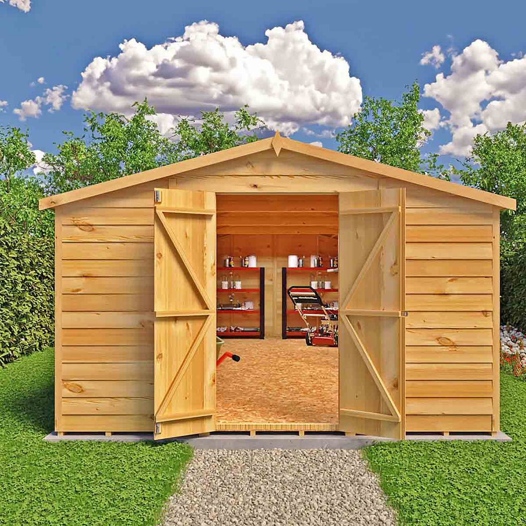 Shire Overlap 10x20ft Value Double Door Wooden Shed - JJ Building Materials