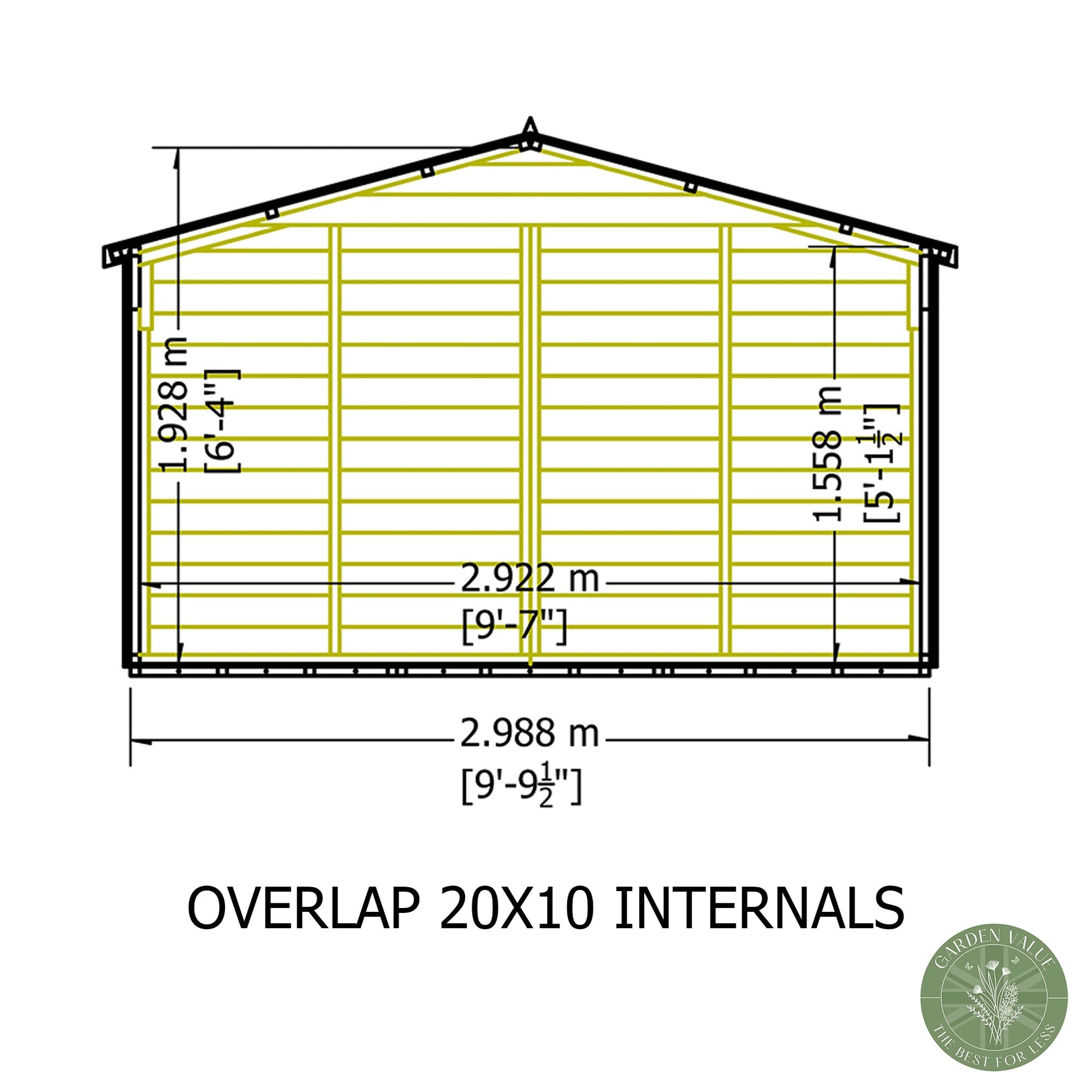 Shire Overlap 10x20ft Value Double Door Wooden Shed - JJ Building Materials