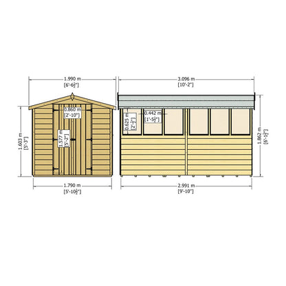 Shire Overlap 10x6ft Value Double Door Apex Wooden Shed - JJ Building Materials
