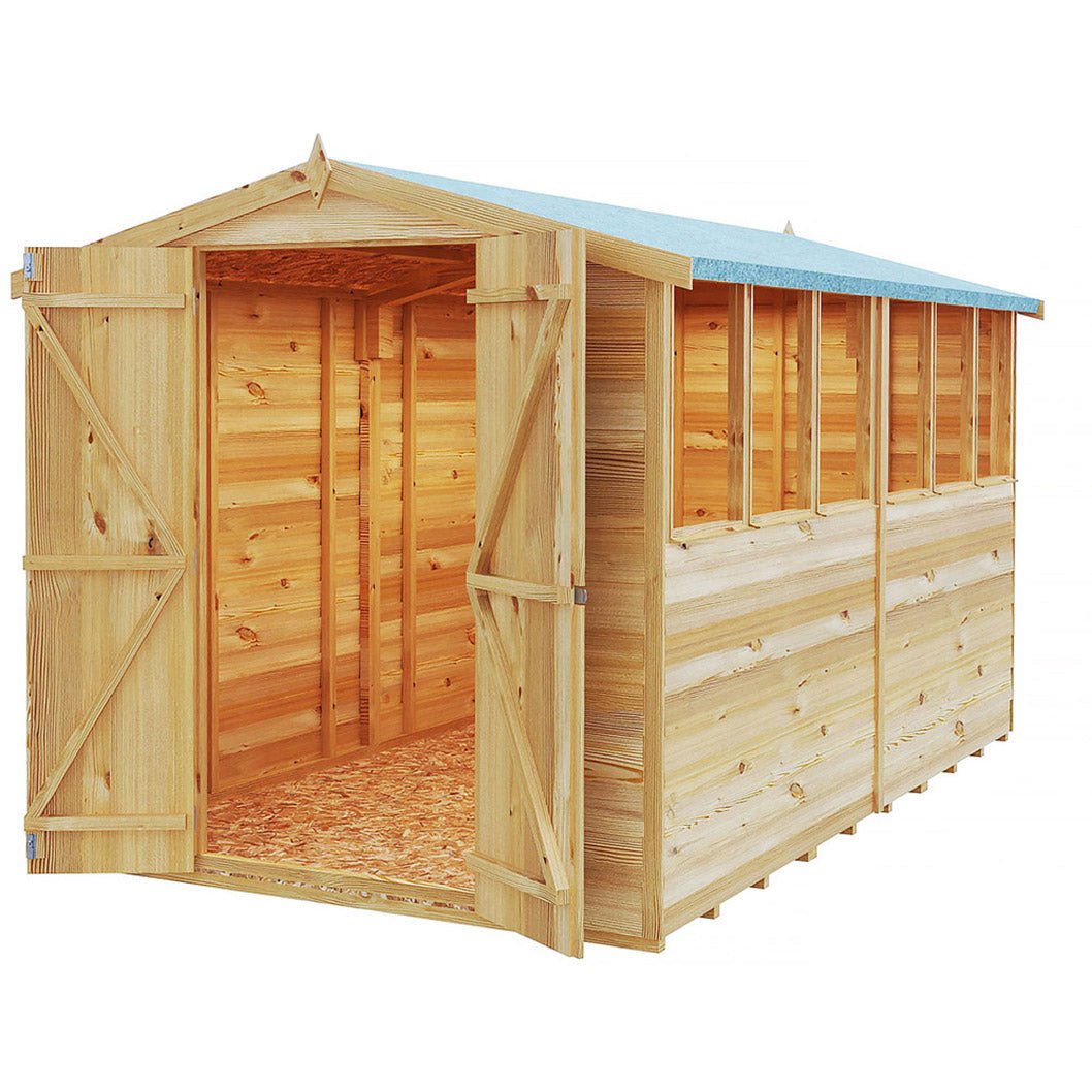 Shire Overlap 10x6ft Value Double Door Apex Wooden Shed - JJ Building Materials