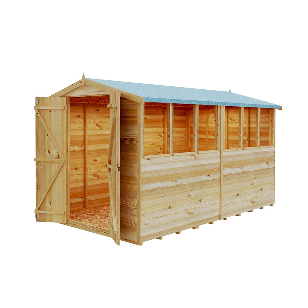 Shire Overlap 10x6ft Value Double Door Apex Wooden Shed - JJ Building Materials