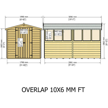 Shire Overlap 10x6ft Value Double Door Apex Wooden Shed - JJ Building Materials