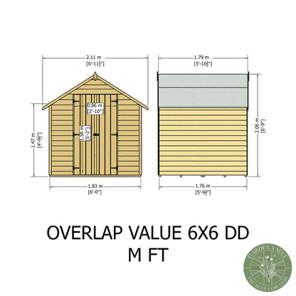 Shire Overlap 10x6ft Value Double Door Apex Wooden Shed - JJ Building Materials