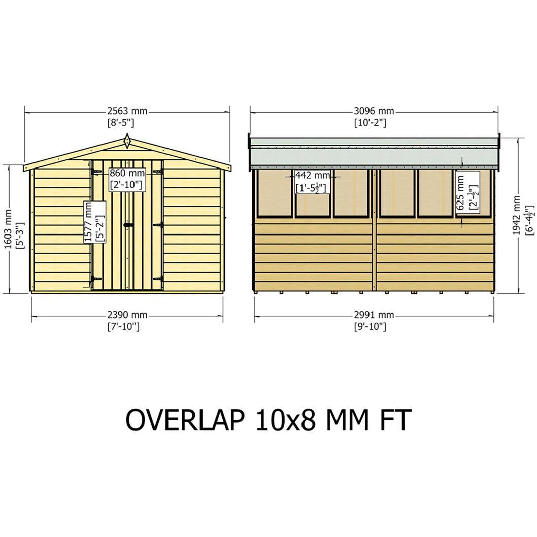 Shire Overlap 10x8ft Value Double Door Wooden Shed - JJ Building Materials