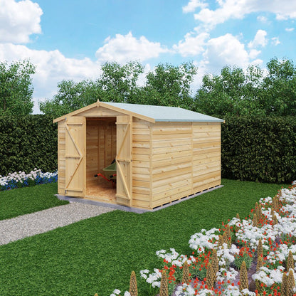 Shire Overlap 10x8ft Value Double Door Wooden Shed - JJ Building Materials