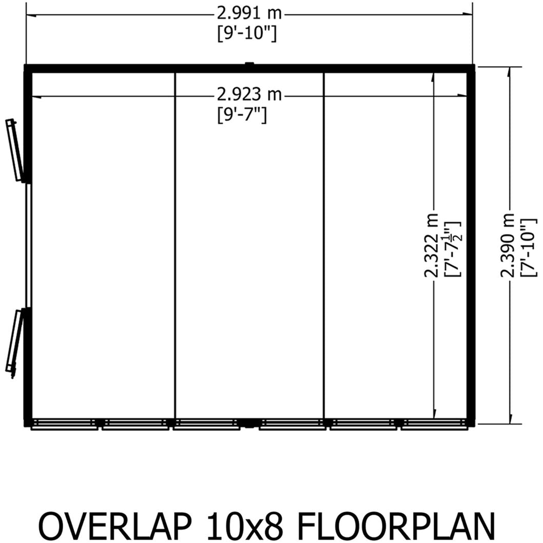 Shire Overlap 10x8ft Value Double Door Wooden Shed - JJ Building Materials