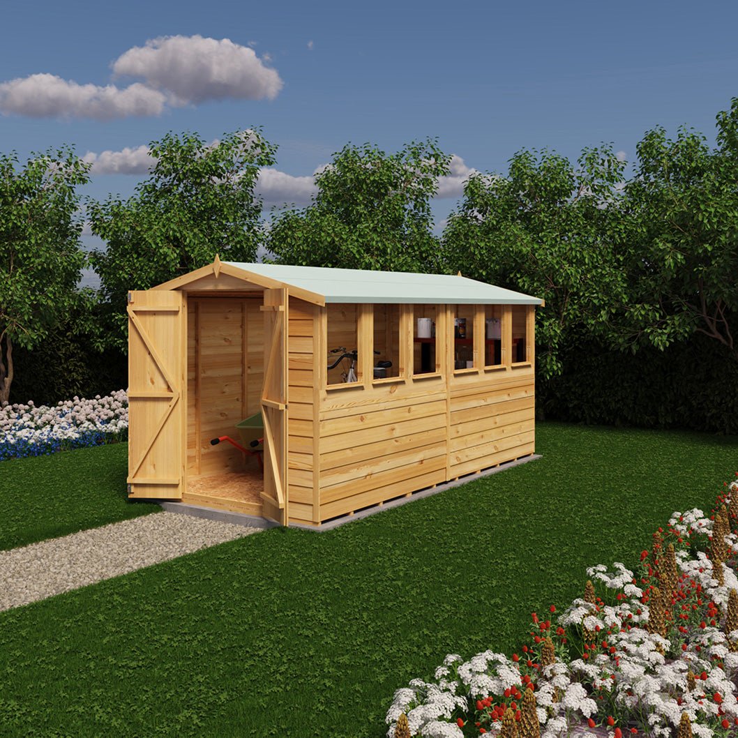 Shire Overlap 12x6ft Value Double Door Wooden Shed - JJ Building Materials