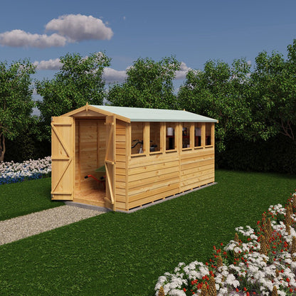 Shire Overlap 12x6ft Value Double Door Wooden Shed - JJ Building Materials
