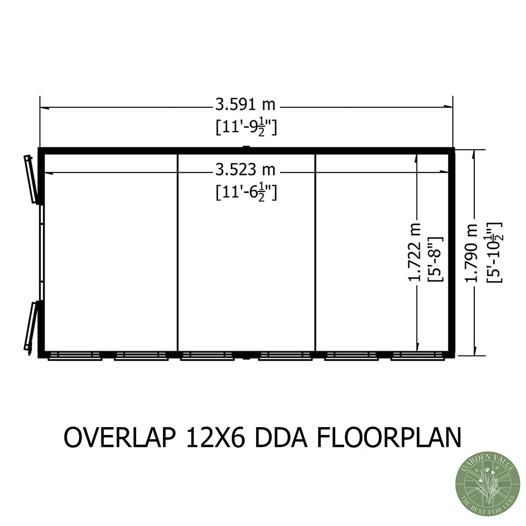 Shire Overlap 12x6ft Value Double Door Wooden Shed - JJ Building Materials