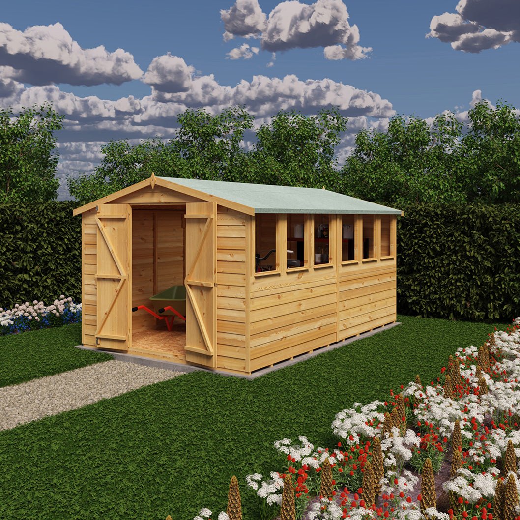 Shire Overlap 12x8ft Value Double Door Wooden Shed - JJ Building Materials