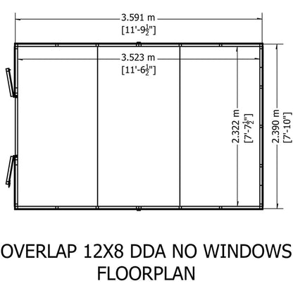 Shire Overlap 12x8ft Value Double Door Wooden Shed - JJ Building Materials