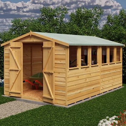 Shire Overlap 12x8ft Value Double Door Wooden Shed - JJ Building Materials
