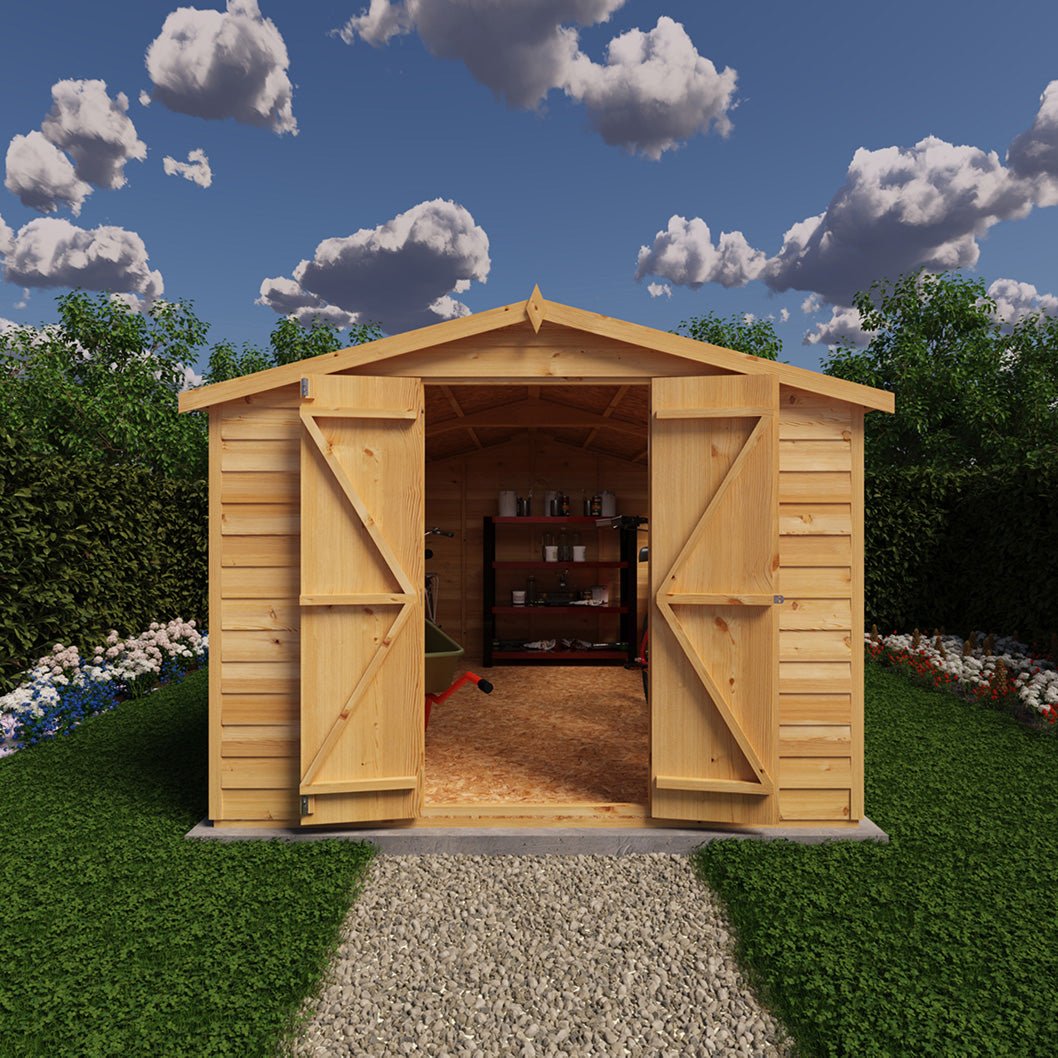 Shire Overlap 12x8ft Value Double Door Wooden Shed - JJ Building Materials