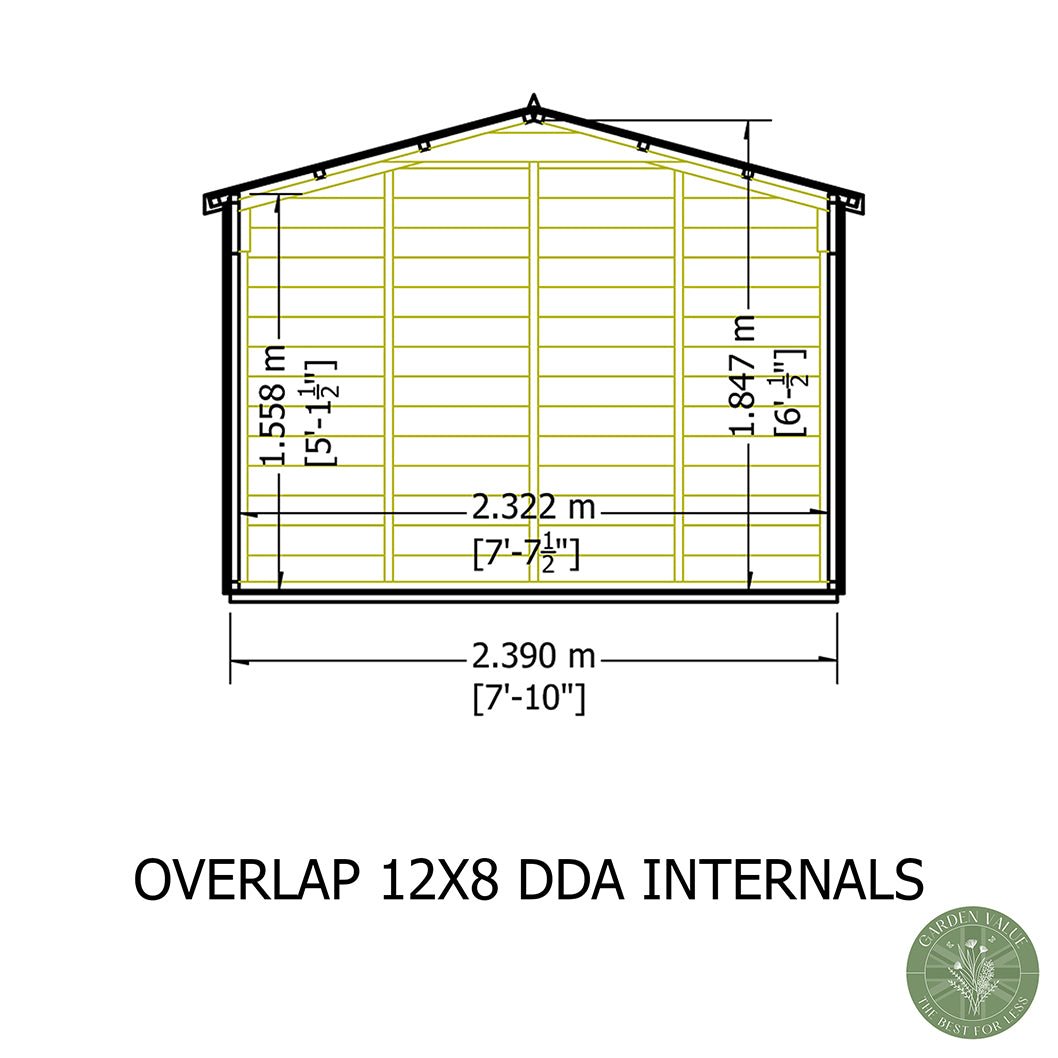 Shire Overlap 12x8ft Value Double Door Wooden Shed - JJ Building Materials