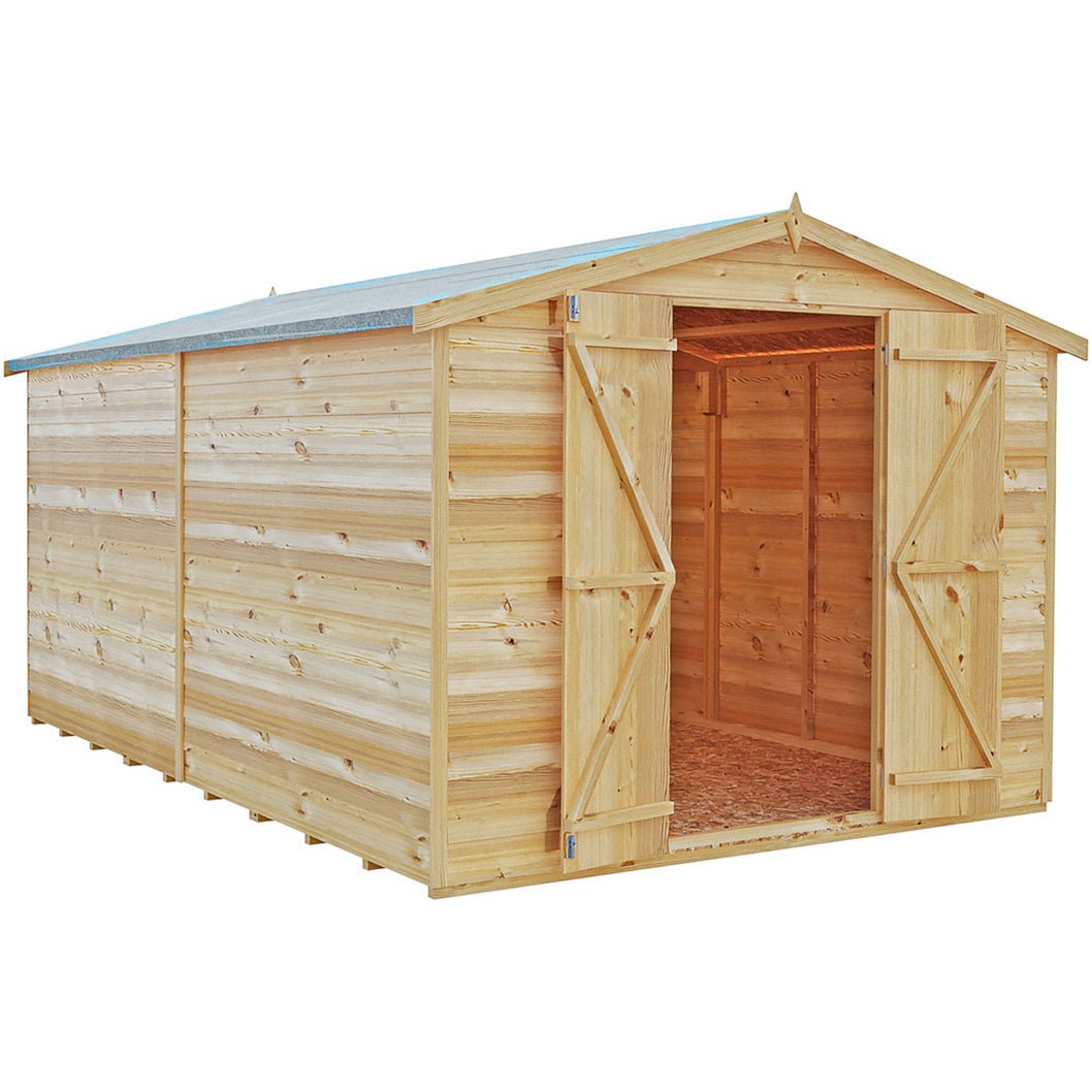 Shire Overlap 12x8ft Value Double Door Wooden Shed - JJ Building Materials