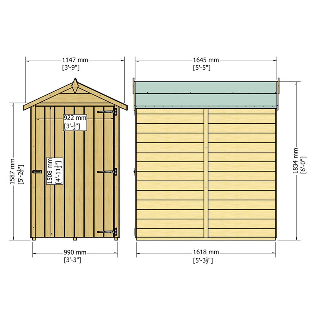 Shire Overlap 3x5ft Single Door Value Wooden Shed - JJ Building Materials