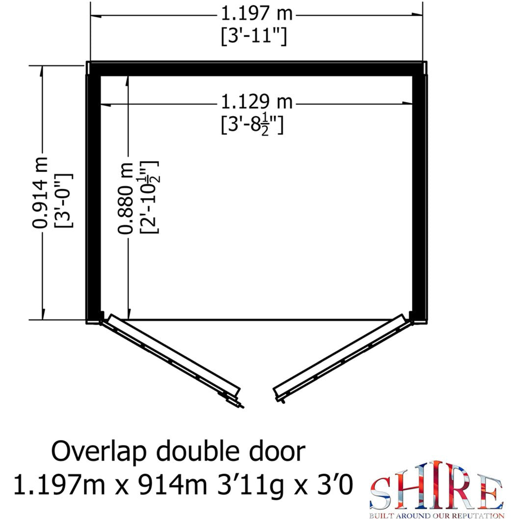 Shire Overlap 4x3ft Double Door Wooden Shed - JJ Building Materials