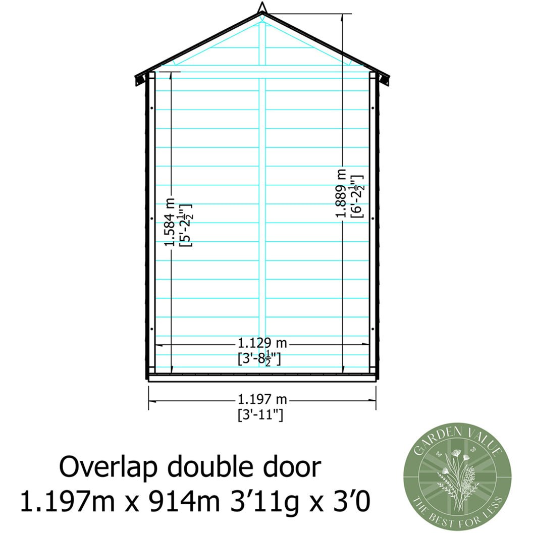 Shire Overlap 4x3ft Double Door Wooden Shed - JJ Building Materials