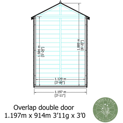 Shire Overlap 4x3ft Double Door Wooden Shed - JJ Building Materials