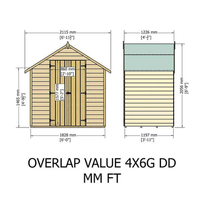 Shire Overlap 4x6ft Double Door Value Wooden Shed - JJ Building Materials