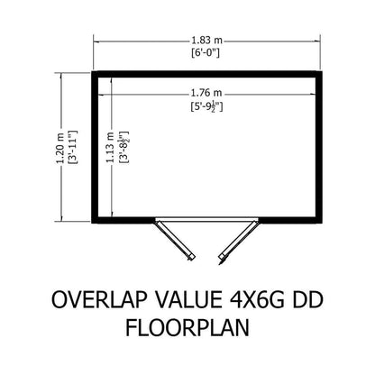 Shire Overlap 4x6ft Double Door Value Wooden Shed - JJ Building Materials